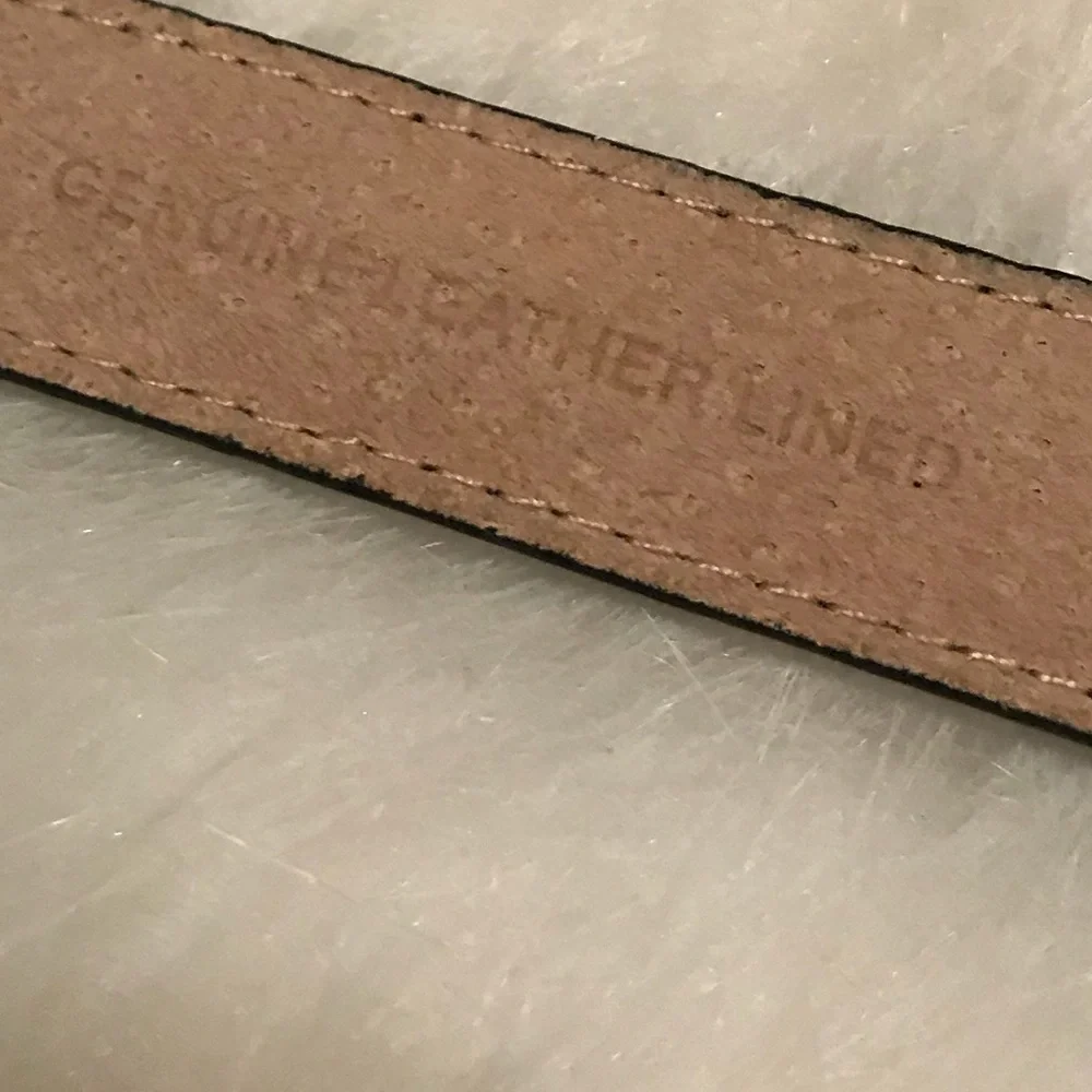 Genuine Leather Lined Black Belt With Embellishments Ladies Size M/L EUC
